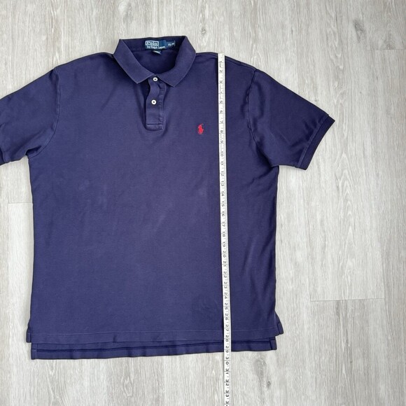 Polo Ralph Lauren Men's XL Polo Shirt Navy Blue Short Sleeve Red Pony Logo GUC - Picture 4 of 8